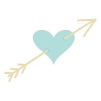 Cupid's arrow with heart. Vector flat illustration