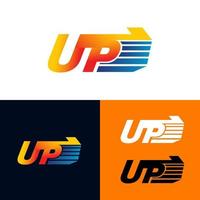 Letter up logo design with arrow shear for start up company vector