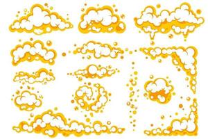 Cartoon beer foam set with bubbles. Vector illustration. EPS 10