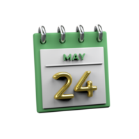 Monthly Calendar 24 May 3D Rendering png