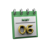 calendario mensual 06 mayo renderizado 3d png