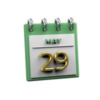 mensile calendario 29 Maggio 3d interpretazione png