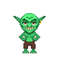 An 8 bit retro styled pixel art illustration of a goblin. png