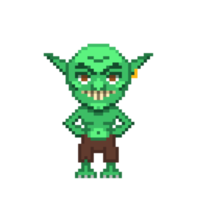 uma ilustração de pixel art estilo retrô de 8 bits de um goblin. png