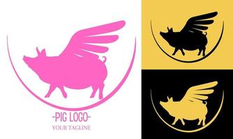 Pig logo vector design illustration, brand identity emblem