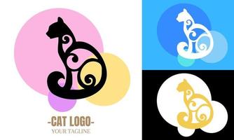 Ilustración de diseño de vector de logotipo de gato. emblema de identidad de marca, vector gratis