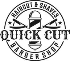 barbería logo vintage retro clásico corte de pelo negro vector ilustración