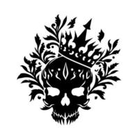 cráneo ornamental en una corona - cráneo coronado. elemento de diseño para tatuaje, logo, signo, emblema, camiseta, bordado, sublimación. vector