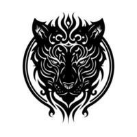 Portrait of a tiger with a predatory gaze. Ornamental design for tattoo, logo, sign, emblem, t-shirt, embroidery, crafting, sublimation. vector