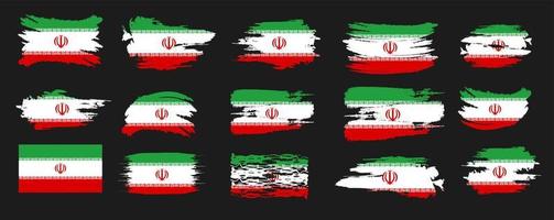 Flag of the Iran brush background set. Iran flag brush vector set.  Happy 11 of February Iran Independence Day brush paint background.