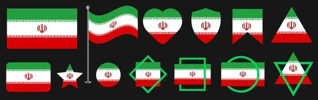 conjunto de diseño de vector de bandera de irán. república islámica día 11 febrero celebración vector diseño ilustración. plantilla para afiche, pancarta, publicidad, tarjeta de felicitación, pancarta, elemento de diseño de impresión.