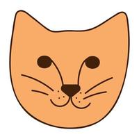 Cute doodle fox face from the collection of girly stickers. Cartoon vector color illustration.