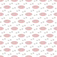 Numbers 2023 seamless pattern. Numbers of the new year with the symbols of the year a cat and a hare peeking out from the number 0 with abstract ovals. Cartoon vector illustration.