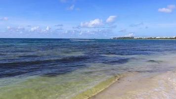 tropischer karibischer strand klares türkisfarbenes wasser playa del carmen mexiko. video