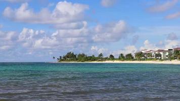 Tropical caribbean beach clear turquoise water Playa del Carmen Mexico. video