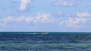 Boats yachts ship jetty beach in Playa del Carmen Mexico. video