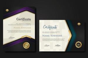 New design two set luxury certificate template with shadow effect on overlap layers and cream color on pattern background vector