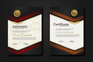 New design two set  luxury certificate  template with shadow effect on overlap layers and cream color on  pattern background vector