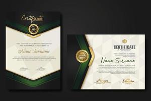 New design two set luxury certificate template with shadow effect on overlap layers and cream color on pattern background vector