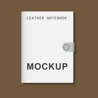 Realistic leather notebook mockup design. Vector illustration. EPS 10.