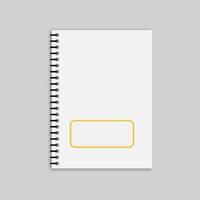 diseño de maqueta de cuaderno cerrado realista. cuaderno en blanco con espiral negra metálica para diario u organizador. ilustración vectorial eps 10. vector
