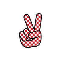 V sign hand gesture symbol for victory in sets. For design elements, print, stickers. vector