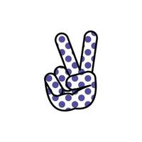 V sign hand gesture symbol for victory in sets. For design elements, print, stickers. vector