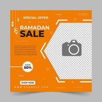 Editable Ramadan Sale Banner social media post Template with Background vector