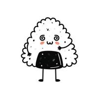 mascota de sushi kawaii en estilo de dibujos animados. lindo onigiri con salmón para el menú vector