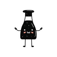 Kawaii sushi mascot in cartoon style. Cute soy sauce bottle for menu vector