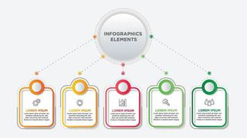 Presentation business infographic template with 5 options. For content, diagram, flowchart, steps, parts, timeline infographics, workflow, chart. vector