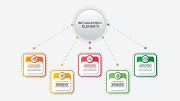 plantilla de infografía empresarial con 5 opciones. para contenido, diagrama, diagrama de flujo, pasos, partes, infografías de línea de tiempo, flujo de trabajo, gráfico. vector