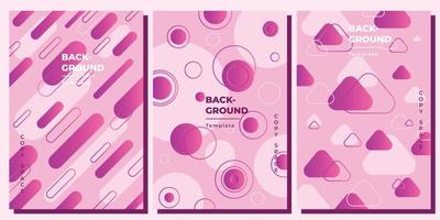 Pink geometric shapes background template set copy space for poster, banner, flyer, cover, booklet, or pamphlet vector