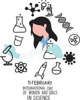 international day of women and girls in science Vector illustration.