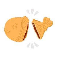 doodle roto comida asiática taiyaki vector