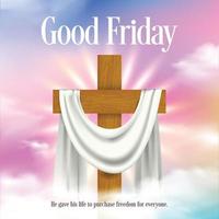 VECTOR ILLUSTRATION OF GOOD FRIDAY. Christian Cross in clouds with beautiful sky