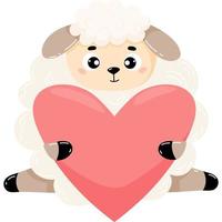 Sheep in love with big heart vector