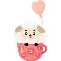 Funny Sheep in cup with balloon vector