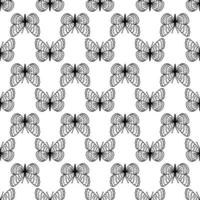 Seamless pattern with doodle butterflies. Hand drawn vector background with insects, line illustration, entomological collection