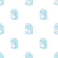 Seamless pattern with carton of milk. Vector background of dairy product in cartoon flat style