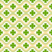 Seamless pattern of shamrock leaves and filed waves on isolated background. Design for St. Patricks day celebration, party decoration, scrapbooking, home decor, textile, print, paper crafts. vector