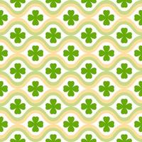 Seamless pattern of shamrock leaves and filed waves on isolated background. Design for St. Patricks day celebration, party decoration, scrapbooking, home decor, textile, print, paper crafts. vector