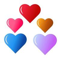 Hearts of various sizes and colors. Vector design. Icons. Valentines.