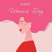 chica con cabello rosa. felicitaciones por el dia internacional de la mujer 8 de marzo. vector