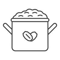 Oatmeal porridge icon in outline style. Porridge in pot, plate symbol. Oatmeal cereal coocking and fast breakfast vector