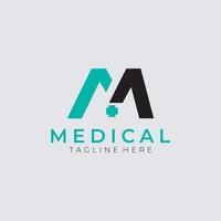 letra m cross plus logo, diseño de plantilla de logotipo de atención médica vector