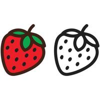 Fresh Red strawberry and outline on white background Free Vector