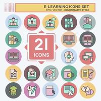 Icon Set E-Learning. related to Education symbol. color mate style. simple design editable. simple illustration vector