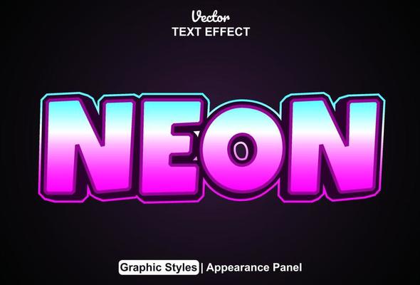 neon text effect with graphic style and editable.