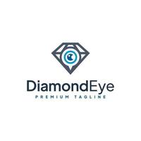 Diamond eye logo in line art style. vector